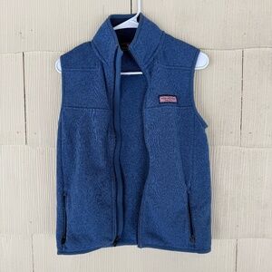 Vineyard Vines Deep Bay Blue Sweater Fleece Vest
